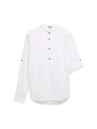 Denim Tom Tailor - Relaxed Fit Tunika Hemd mit Leinenanteil white - Gr. - S