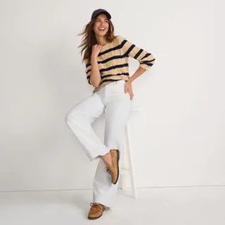 Jeans High Waist mit weitem Bein Farbig in Petite-Größe, Damen, size: petite, Weiß, Elasthan/Baumwoll-Mischung/Polyester-Mischung, by Lands' End