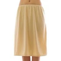 YESET Unterrock Maxi Unterrock Gummibund Falten Rock Skirt Maxirock Beige S/M Falten