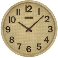 Holzwerk Wanduhr BOHO Rattan Designer Loft Holz Quarzwanduhr (Nahezu lautloses Uhrwerk, analog, 30 cm)