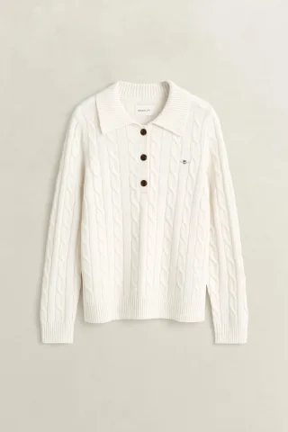 GANT - Zopfstrick-Rugger aus Lambswool - Gr. - S