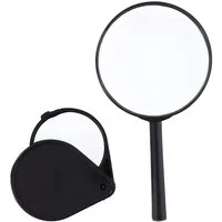 EDCO Handlupe HANDLUPE + KLAPPLUPE Set 2-teilig Ø6cm Ø9cm Vergrößerungsglas 07, Leselupe Lesehilfe Lupe