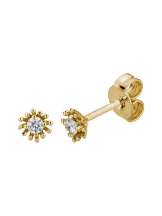 Lyomi Ohrstecker 585/- Gelbgold 2 synth. Diam. 0,09ct. florales Design