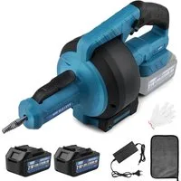 XERSEK Rohrreinigungsspirale Akku-Rohrreiniger Rohrreinigungsmaschine geeignet für Makita 18V, ∅ 9 mm, 7.6m für 18-85mm mit 2X 21V 4,0A Akku, Elektrischer Abflussreiniger