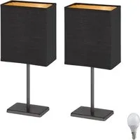 Lichthandel Hoch LED Tischleuchte Nachttischlampe 2er Set Nachttischleuchte für Schlafzimmer Tischlampe, LED wechselbar, warmweiß, LED