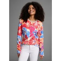 Laura Scott Sweater Auffälliger Multicolor-Blumenprint auf weichem Sweatstoff