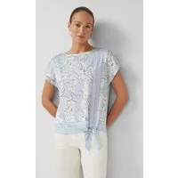 s.Oliver Kurzarmshirt T-Shirt Blusenshirt mit U-Boot-Ausschnitt und Bindedetail