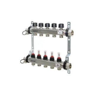 Uponor Vario S Heizkreisverteiler 1086539 Edelstahl, FM 3 x 3/4 Eurokonus, als Komplettverteiler