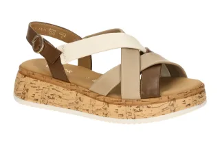 Gabor 82.743 Damen Sandalette braun cognac panna Keilabsatz PU Plateau 3cm