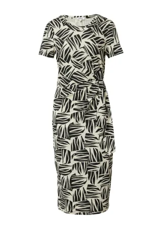 s.Oliver Red Label - Jersey-Etuikleid mit Knotendetail beige/schwarz - Gr. - 34