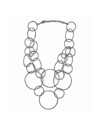 Steuer Modeschmuck Collierkette Collier aus Ringen rhodiumfarben