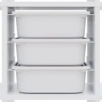Clutter Cover Regaleinsatz für Kallax Regal, Halterung für 3 Trofast Boxen, Schienenset wahlweise mit passenden Boxen in Grün oder Weiß