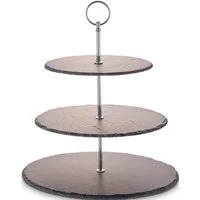 ECHTWERK Etagere Schiefer Etagere, Schiefer, für Gebäck, Obst, Käse und Dessert aus Naturschiefer mit Metallgriff