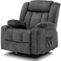 COMHOMA Relaxsessel TV-Sessel Fernsehsessel Ruhesessel mit Wippfunktion, 360° drehbar, Lounge Sessel für Wohnzimmer, Getränkehalter, Seitentaschen