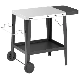 Outsunny Grillwagen, Schwarz, Metall, 67.5x80.5x115 cm, Grills & Outdoor-Küchen, Holzkohlegrills