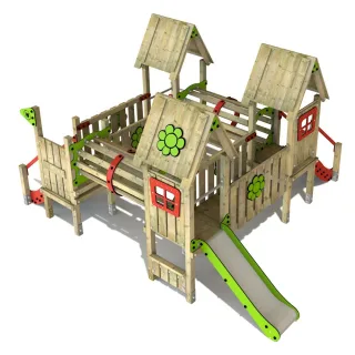 Professioneller Kletterturm PRO MAGIC Meadow für Kindergärten - Spielplatz Spielanlage mit 9x9 cm Pfosten für Abenteuer & Motorik - Wickey