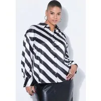 Studio Untold Hemdbluse Hemdbluse Oversize Shape Satin Quersteifen