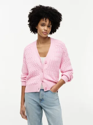 MID GG CABLE V-NK LS CARDI Classic Pink - Gr. - XS