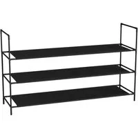 Sekey Schuhregal Schuhständer Metall XXL Ständer Regale Extra Breit 98,5 cm, 3 Ebenen, 12-20 Paar Schuhe, stapelbar & platzsparend, Vlies