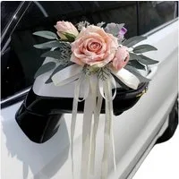 Kunstblume 2 Stück Hochzeit Autoschmuck,Vintage Hochzeits Künstliche Blume, Agger, für Auto Rückspiegel