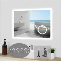 duschspa Badspiegel LED Spiegel mit Steckdose 3x Schminkspiegel Kalt/Neutral/Warmweiß, Rasiersteckdose