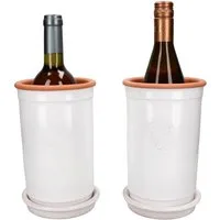 MamboCat Weinkühler Ton-Weinkühler + Untersetzer weiß lasiert Ø 12,5 cm H 21 cm