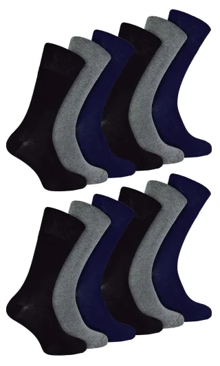 IOMI - 12 Paar Multipack Herren Diabetiker Bambus Socken | Extra breite nahtlose Socken mit nicht elastischen sanften Grip Top - BNG