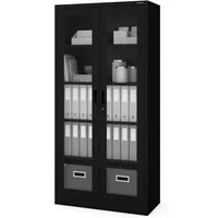 Jan Nowak Vitrine Metall Vitrinenschrank abschließbar 90 cm AMELIA Glasscheiben (Stahl 0,6 mm Wandmontage möglich PZH-zertifiziert 185 cm) Büroschrank 50 Ordner Schloss 2 Schlüssel 4 Böden 6 Farben