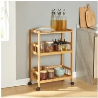 en.casa Servierwagen, »Huddinge« mit 3 Ebenen 80 x 53 x 30 cm Bambus