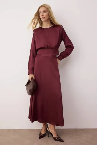 Lila Damen-Maxikleid, flach, lang, lässig/lässig-skaterförmig, Hijab-Abendkleid