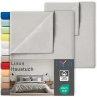 NYVI Betttuch Linon Deluxe Bettlaken ohne Gummizug aus 100% atmungsaktiver Baumwolle, Baumwolle, (2 Stück), Betttuch auch als Sommerdecke nutzbar, OEKO-TEX 100, Bei 60°C waschbar