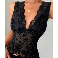 Conray Mesh-Top Conray Top mit Spitze & beflockem Mesh / 1220403