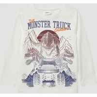 s.Oliver Langarmshirt T-Shirt Longsleeve mit großem Dino-Print und Stickerei-Details