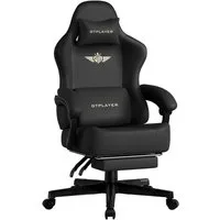 GTPLAYER Gaming-Stuhl Atmungsaktiver Bürostuhl, ergonomisch Hochwertiger - Stoff/Kunstleder, 160° Verstellbare Rückenlehne und ausziehbare Fußstütze