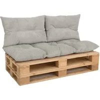 Amilian Palettenkissen Set 3-teilig Palettenauflagen für Europaletten, Balkon, Terrasse, Sitzkissen 120x60 cm + 2x Kissen 40x60 cm