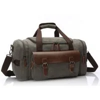 TAN.TOMI Reisetasche Handgepäck Reisetasche für die Kurze Reise, Segeltuch, Leder, Große Wochenendtasche/Handgepäcktasche/Reisetasche für Herren