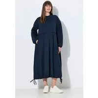 Ulla Popken Midikleid Maxikleid A-Linie Stehkragen Langarm Biobaumwolle