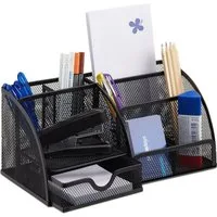 relaxdays Organizer Schreibtischorganizer 6 Ablagen Metall (1 St), schwarz