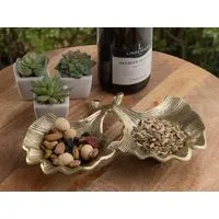 soma Dekoschale Dekoschale Schale Aluminium Ginkgo 2 Blatt gold o. silber Blattschale