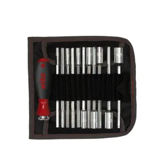 Wiha Schraubendreher mit Wechselklingen Set SYSTEM 6 Sechskant-Steckschlüssel 13-teilges Set mit Rolltasche - 27713
