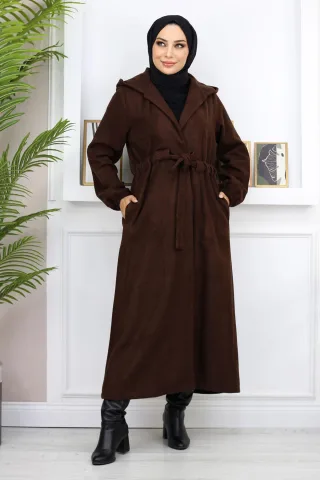 Vorne Tied Kaschmir Mantel Braun