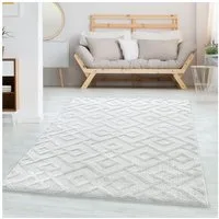 Carpettex Hochflor-Teppich Geometrisch Design, Rund, Höhe: 20 mm, Teppich Wohnzimmer Boho Design 3D Optik Skandinavische Stil