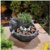 esotec Gartenbrunnen Solar Vogelbadbrunnen dunkel LED+Akku, 2 Lichtfarben 42x32x17cm 101320, (Komplettset)