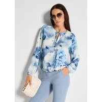 MADELEINE Shirtbluse Druckbluse mit floralem Aquarellprint Viskosebluse mit Rundhals mit Schlitz, elastischen Säumen und Langarm
