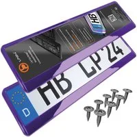 L & P Car Design Kennzeichenhalter für Auto in Violett-/Lila-Chrom Kennzeichenhalterung, (2 Stück)