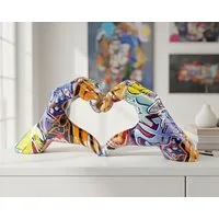 MF Dekoobjekt Poly Hände Street Art in Herzform Urban Figur Graffiti bunt 29cm