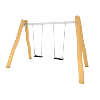 Öffentliche Doppelschaukel PRO Core - Robuste Spielplatz Schaukel aus Robinienholz Ø 18 cm - Zertifiziert für Kitas & Schulen - Wickey