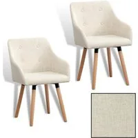 ESTEXO Esszimmerstuhl Küchenstuhl Stuhl 2er Set Vintage Essstuhl Stoffbezug Holz Beige