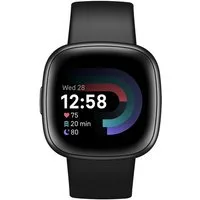 fitbit Sportuhr Fitbit Versa 4 - 40 mm - Carbon-Schwarz - Fitnessuhr Smartwatch, Telefonsuchfunktion, Überwachung der Herzfrequenzvariabilität (HRV)