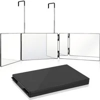Lumkudos Wandspiegel 360 Grad Spiegel, Klappspiegel mit Haken, Spiegel zum Aufhängen, Kosmetikspiegel Rasierspiegel für Make up Rasieren Frisieren